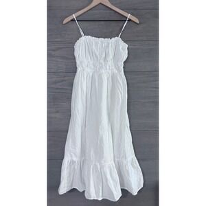 Dizzy White Midi Sundress with Ruffle Hem